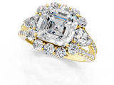 Yellow gold Asscher Halo Split Shank Diamond Engagement Ring with Prong Setting_25