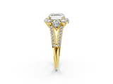 Yellow gold Asscher Halo Split Shank Diamond Engagement Ring with Prong Setting_26