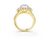 Yellow gold Asscher Halo Split Shank Diamond Engagement Ring with Prong Setting_27