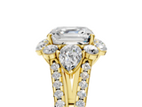 Yellow gold Asscher Halo Split Shank Diamond Engagement Ring with Prong Setting_29