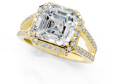 Yellow gold Asscher Halo Split Shank Diamond Ring with Four-Prong Setting_24