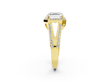 Yellow gold Asscher Halo Split Shank Diamond Ring with Four-Prong Setting_25
