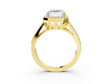 Yellow gold Asscher Halo Split Shank Diamond Ring with Four-Prong Setting_26