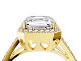 Yellow gold Asscher Halo Split Shank Diamond Ring with Four-Prong Setting_27