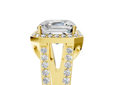 Yellow gold Asscher Halo Split Shank Diamond Ring with Four-Prong Setting_28