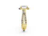 Yellow gold Asscher Halo Split Shank Diamond Ring with Pavé Setting_46