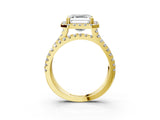 Yellow gold Asscher Halo Split Shank Diamond Ring with Pavé Setting_47
