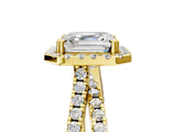 Yellow gold Asscher Halo Split Shank Diamond Ring with Pavé Setting_49