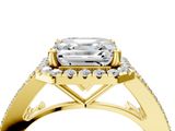 Yellow gold Asscher Halo Split Shank Diamond Ring with Prong Setting_10