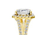 Yellow gold Asscher Halo Split Shank Diamond Ring with Prong Setting_11