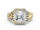 Yellow gold Asscher Halo Split Shank Diamond Ring with Prong Setting_6