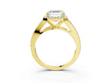 Yellow gold Asscher Halo Split Shank Pave Diamond Ring with Four-Prong Setting_55