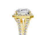 Yellow gold Asscher Halo Split Shank Pave Diamond Ring with Four-Prong Setting_57