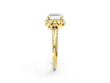 Yellow gold Asscher Halo Split Shank Pave Diamond Ring with Petal Prong Setting_22
