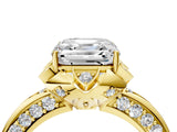 Yellow gold Asscher Halo Split Shank Pave Diamond Ring with Petal Prong Setting_24