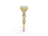Yellow gold Asscher Halo Twist Band Solitaire Ring with Six-Prong Setting_34