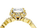 Yellow gold Asscher Halo Twist Band Solitaire Ring with Six-Prong Setting_36