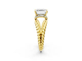 Yellow gold Asscher Halo Twisted Band Four-Prong Ring_34