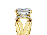 Yellow gold Asscher Halo Twisted Band Four-Prong Ring_37
