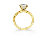 Yellow gold Asscher Milgrain Bezel Diamond Engagement Ring with Solitaire Prong Setting_38