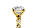 Yellow gold Asscher Milgrain Bezel Diamond Engagement Ring with Solitaire Prong Setting_40