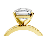 Yellow gold Asscher Milgrain Pave Diamond Engagement Ring with Four-Prong Setting_10