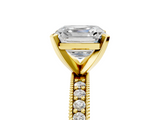 Yellow gold Asscher Milgrain Pave Diamond Engagement Ring with Four-Prong Setting_11