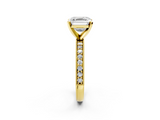 Yellow gold Asscher Milgrain Pave Diamond Engagement Ring with Four-Prong Setting_8