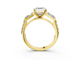Yellow gold Asscher Solitaire Baguette Side Stone Channel Set Engagement Ring_10