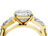 Yellow gold Asscher Solitaire Baguette Side Stone Channel Set Engagement Ring_11