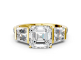 Yellow gold Asscher Solitaire Baguette Side Stone Channel Set Engagement Ring_7
