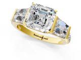 Yellow gold Asscher Solitaire Baguette Side Stone Channel Set Engagement Ring_8