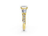 Yellow gold Asscher Solitaire Baguette Side Stone Channel Set Engagement Ring_9