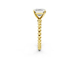 Yellow gold Asscher Solitaire Beaded Band Prong Setting Ring 2