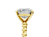 Yellow gold Asscher Solitaire Beaded Band Prong Setting Ring 5