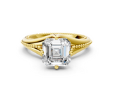 Yellow gold Asscher Solitaire Beaded Band Six-Prong Setting_4