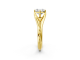 Yellow gold Asscher Solitaire Beaded Band Six-Prong Setting_6