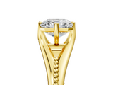 Yellow gold Asscher Solitaire Beaded Band Six-Prong Setting_9