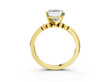 Yellow gold Asscher Solitaire Beaded Band with Four-Prong Setting_10