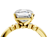 Yellow gold Asscher Solitaire Beaded Band with Four-Prong Setting_11