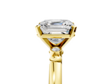 Yellow gold Asscher Solitaire Beaded Band with Four-Prong Setting_12