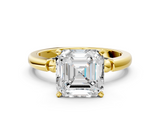 Yellow gold Asscher Solitaire Beaded Band with Four-Prong Setting_7