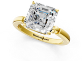 Yellow gold Asscher Solitaire Beaded Band with Four-Prong Setting_8