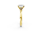 Yellow gold Asscher Solitaire Beaded Band with Four-Prong Setting_9