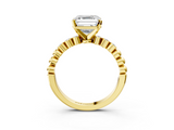 Yellow gold Asscher Solitaire Bezel Accent Diamond Engagement Ring with Beaded Band and Four-Prong Setting_10