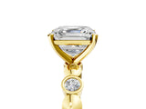 Yellow gold Asscher Solitaire Bezel-Set Diamond Ring with Beaded Band and Four-Prong Setting_96