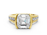 Yellow gold Asscher Solitaire Bezel-Set Diamond Ring with Channel-Set Band_18