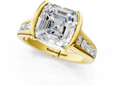 Yellow gold Asscher Solitaire Bezel-Set Diamond Ring with Channel-Set Band_19