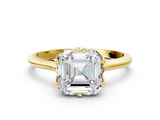 Yellow gold Asscher Solitaire Cathedral Diamond Ring with Six-Prong Setting_30