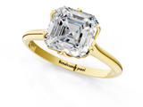 Yellow gold Asscher Solitaire Cathedral Diamond Ring with Six-Prong Setting_31